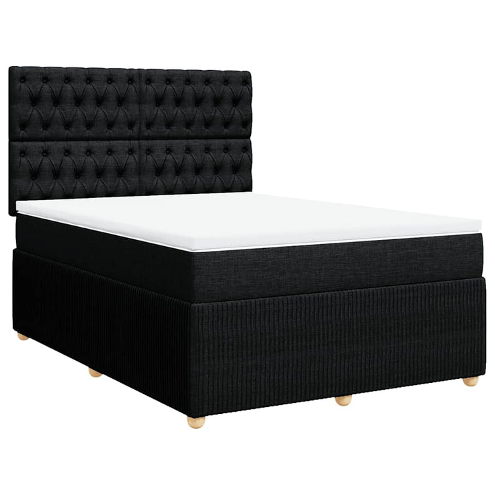 kontinentalseng med madras 140x190 cm stof sort