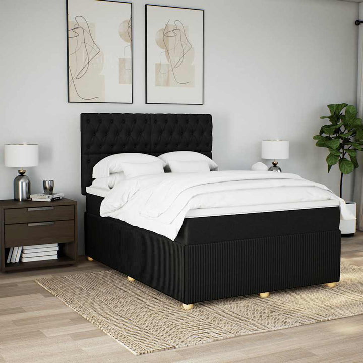 kontinentalseng med madras 140x190 cm stof sort