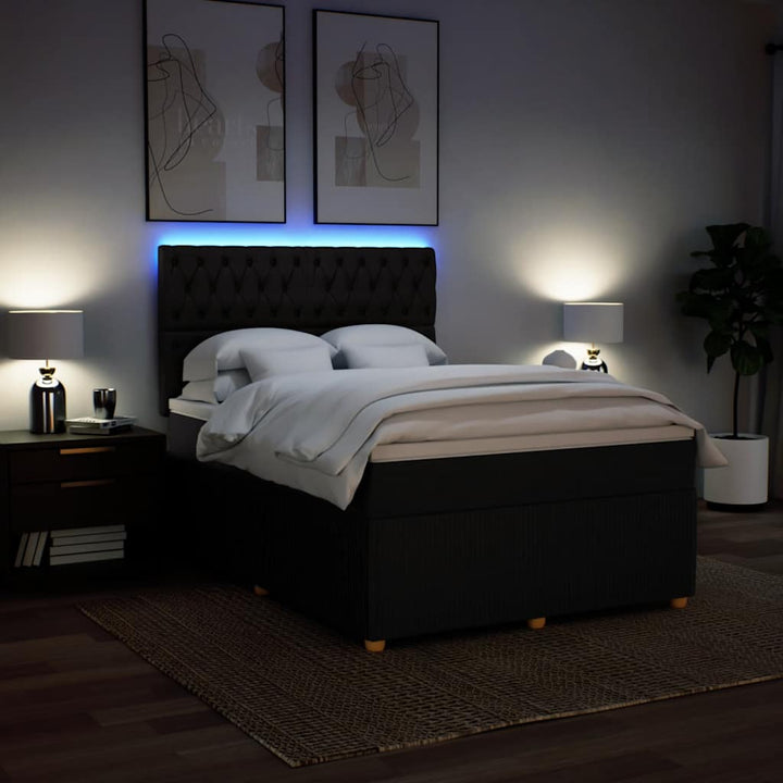 kontinentalseng med madras 140x190 cm stof sort