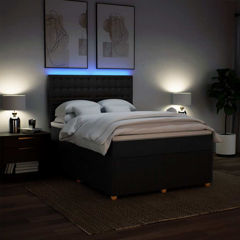 kontinentalseng med madras 140x190 cm stof sort