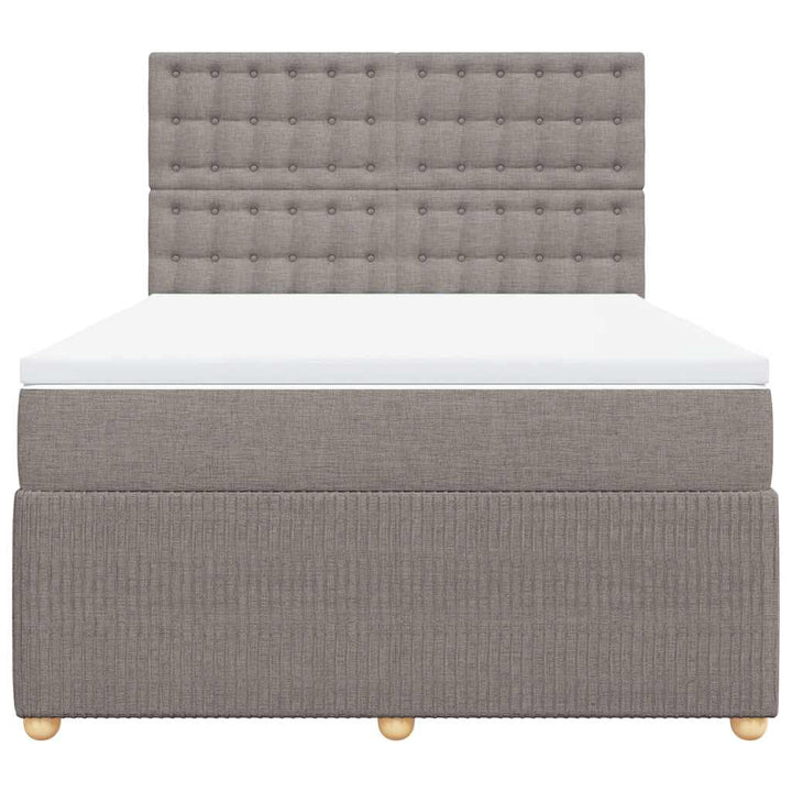 kontinentalseng med madras 140x190 cm stof gråbrun