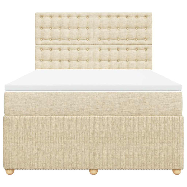 kontinentalseng med madras 140x190 cm stof cremefarvet