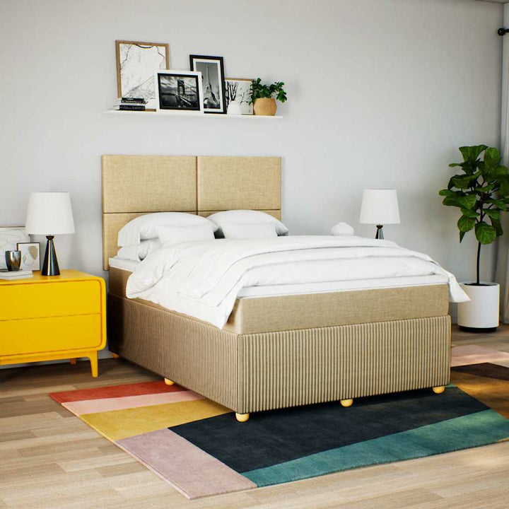 kontinentalseng med madras 140x200 cm stof cremefarvet