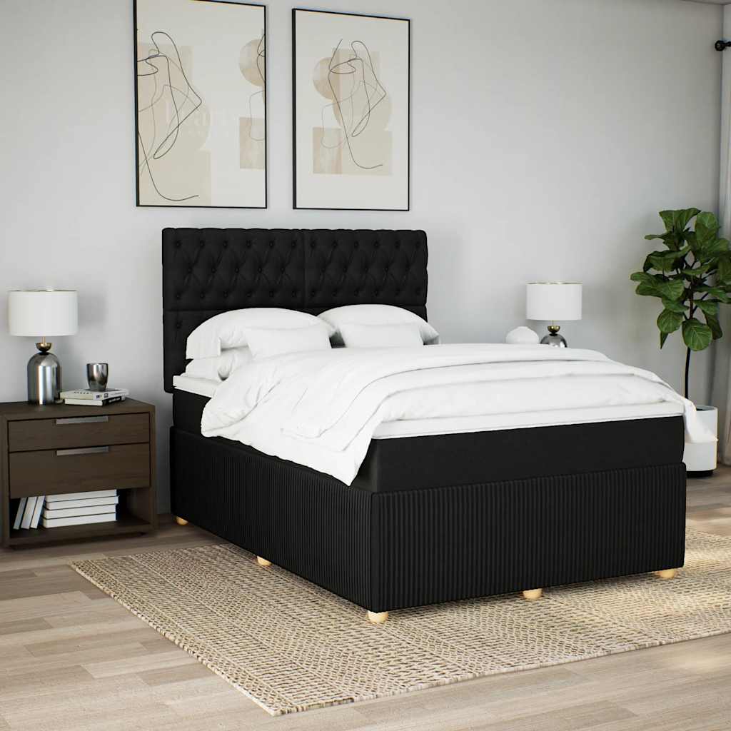 kontinentalseng med madras 140x200 cm stof sort