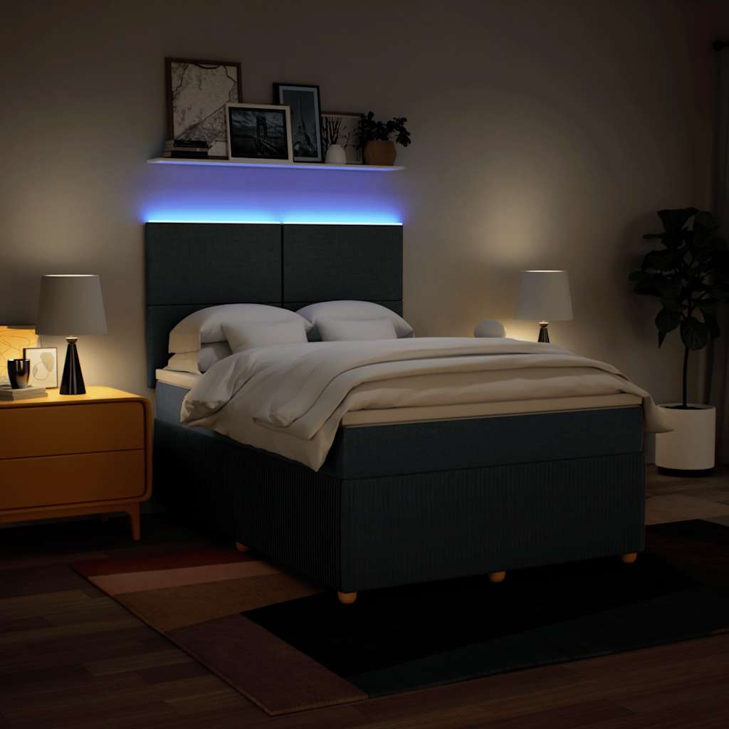 kontinentalseng med madras 160x200 cm stof blå