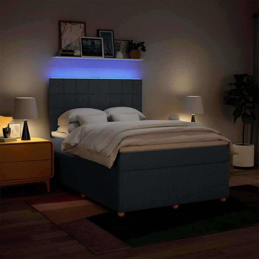 kontinentalseng med madras 160x200 cm stof blå