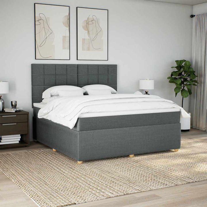 kontinentalseng med madras 180x200 cm stof mørkegrå