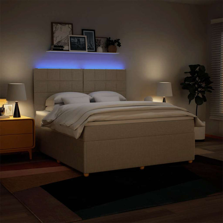 kontinentalseng med madras 180x200 cm stof cremefarvet