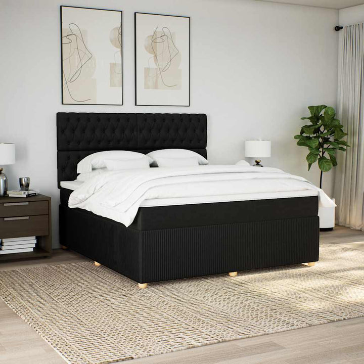 kontinentalseng med madras 180x200 cm stof sort