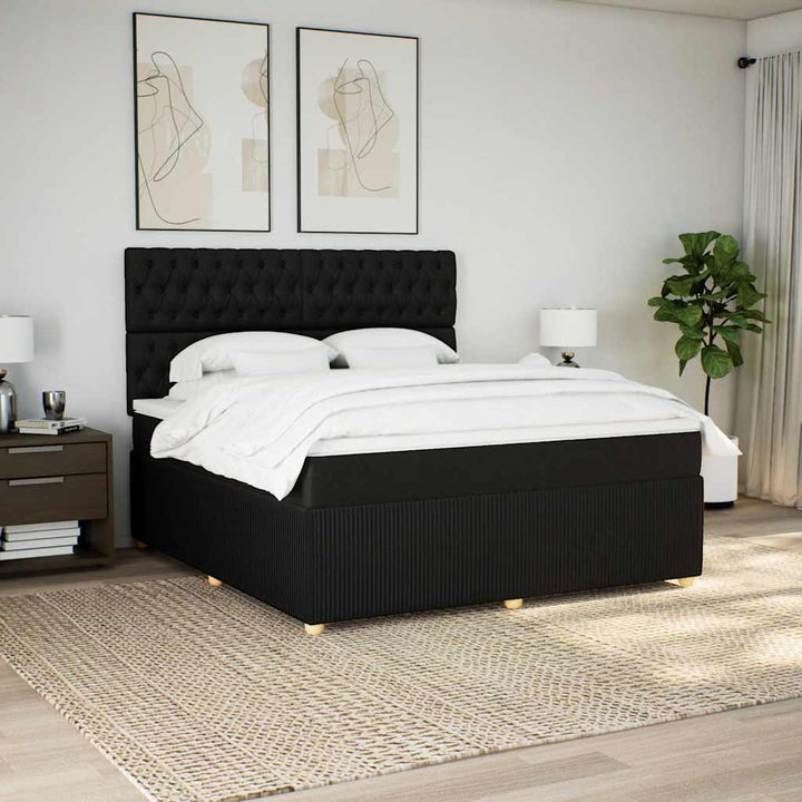 kontinentalseng med madras 180x200 cm stof sort