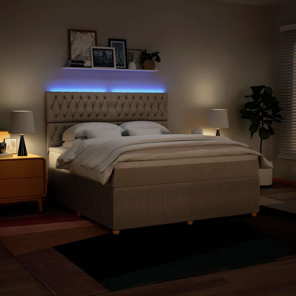 kontinentalseng med madras 180x200 cm stof cremefarvet