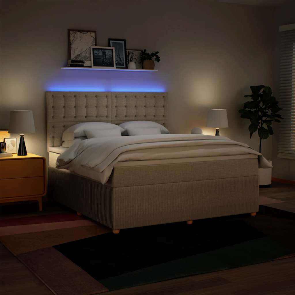 kontinentalseng med madras 180x200 cm stof cremefarvet