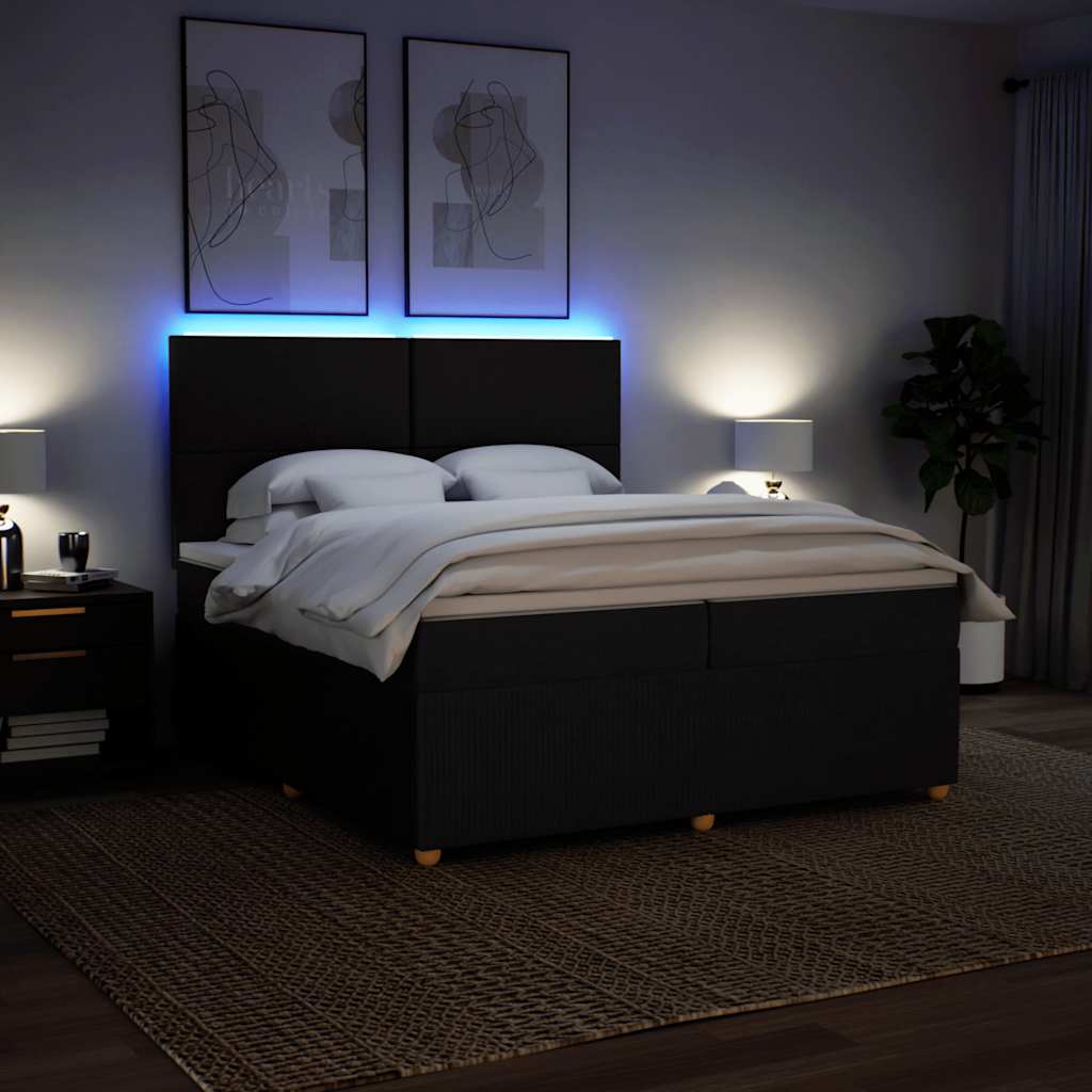 kontinentalseng med madras 200x200 cm stof sort