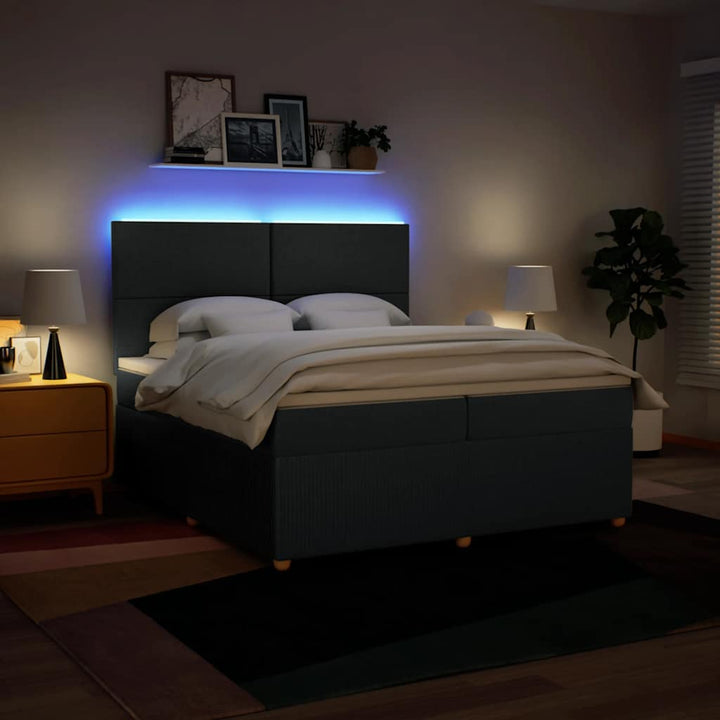 kontinentalseng med madras 200x200 cm stof blå