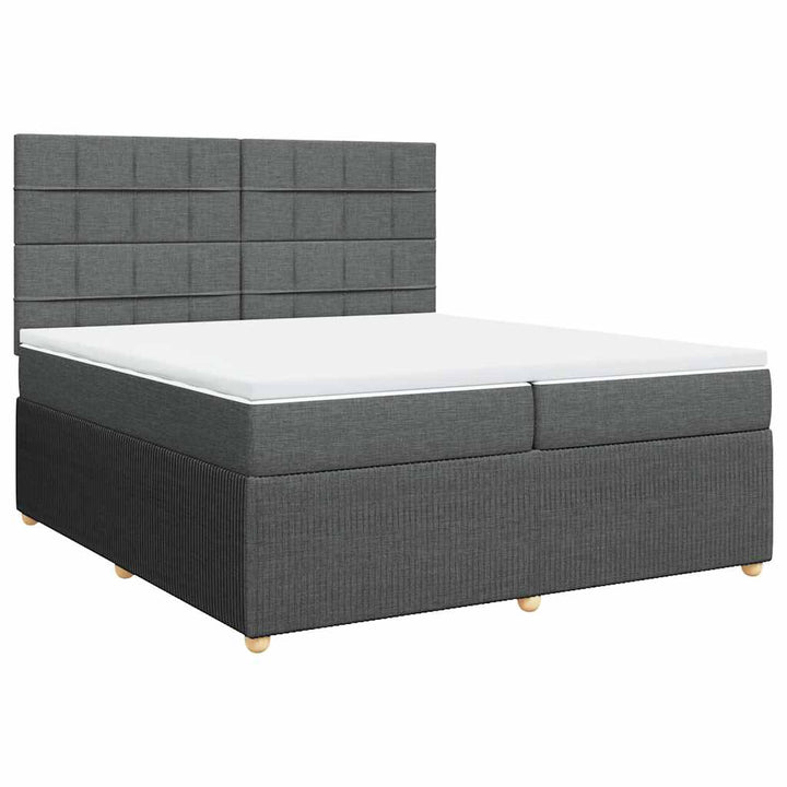 kontinentalseng med madras 200x200 cm stof mørkegrå