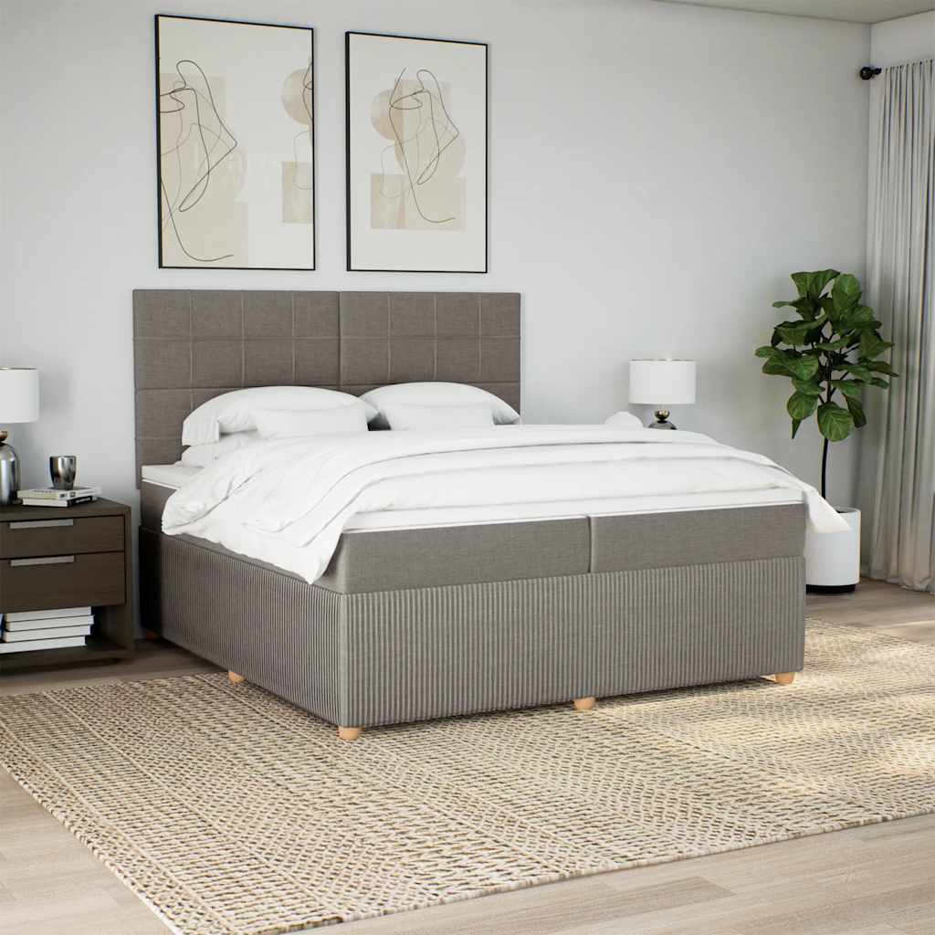 kontinentalseng med madras 200x200 cm stof gråbrun
