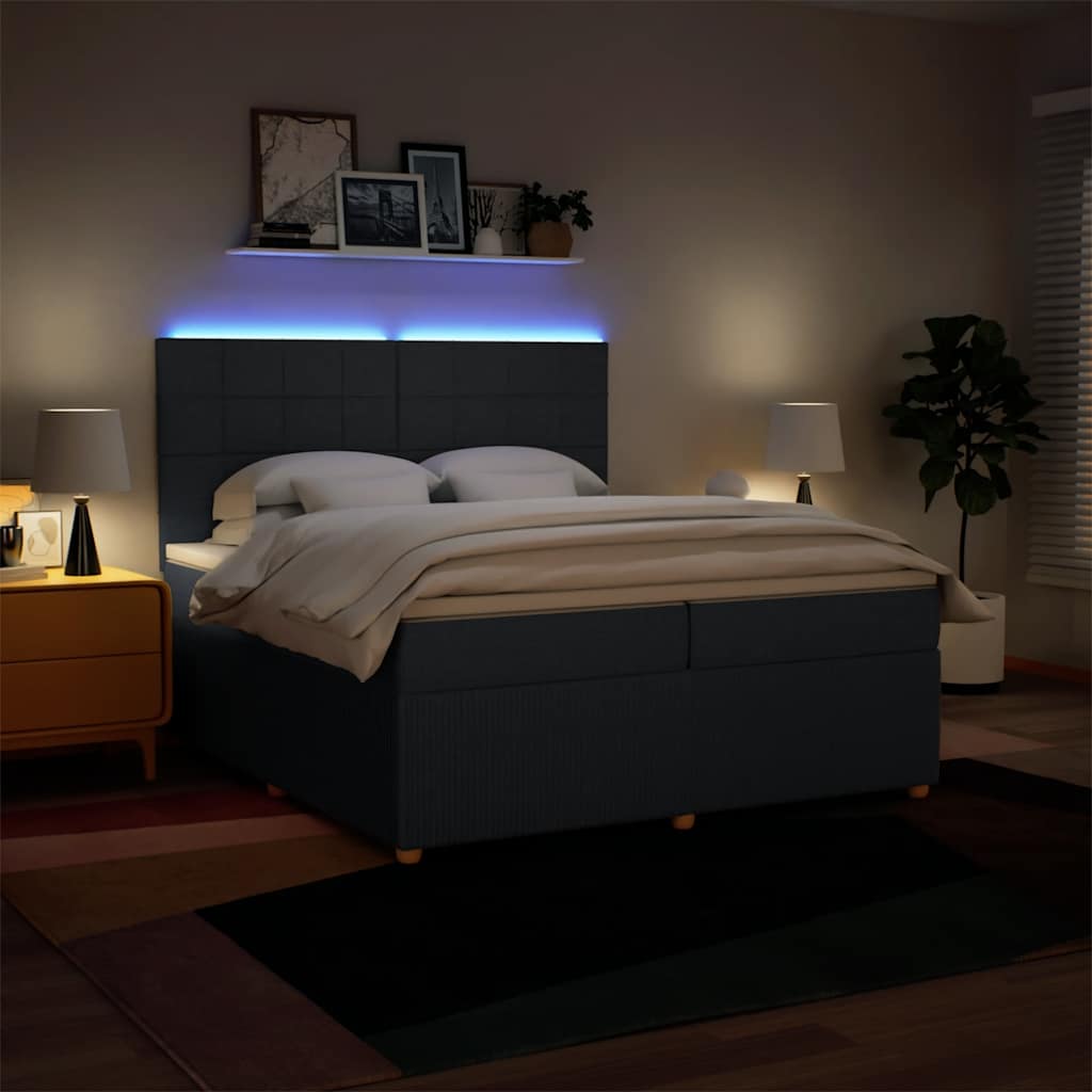 kontinentalseng med madras 200x200 cm stof blå