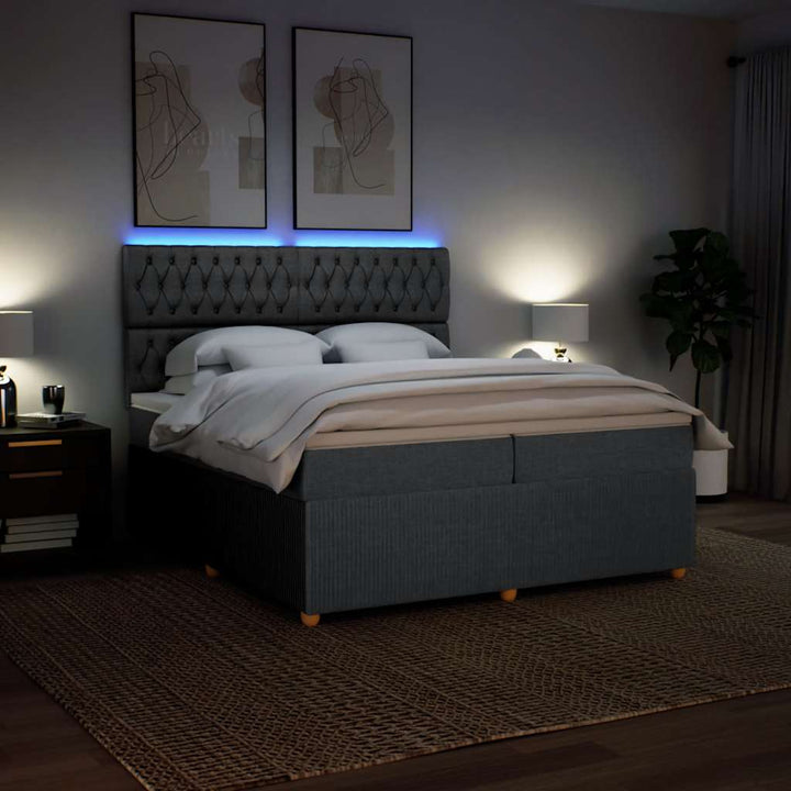 kontinentalseng med madras 200x200 cm stof mørkegrå