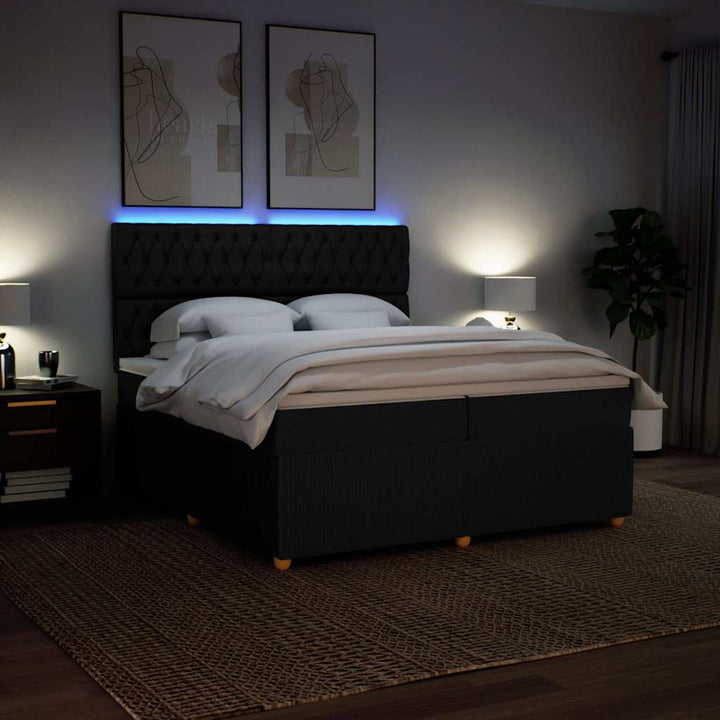 kontinentalseng med madras 200x200 cm stof sort