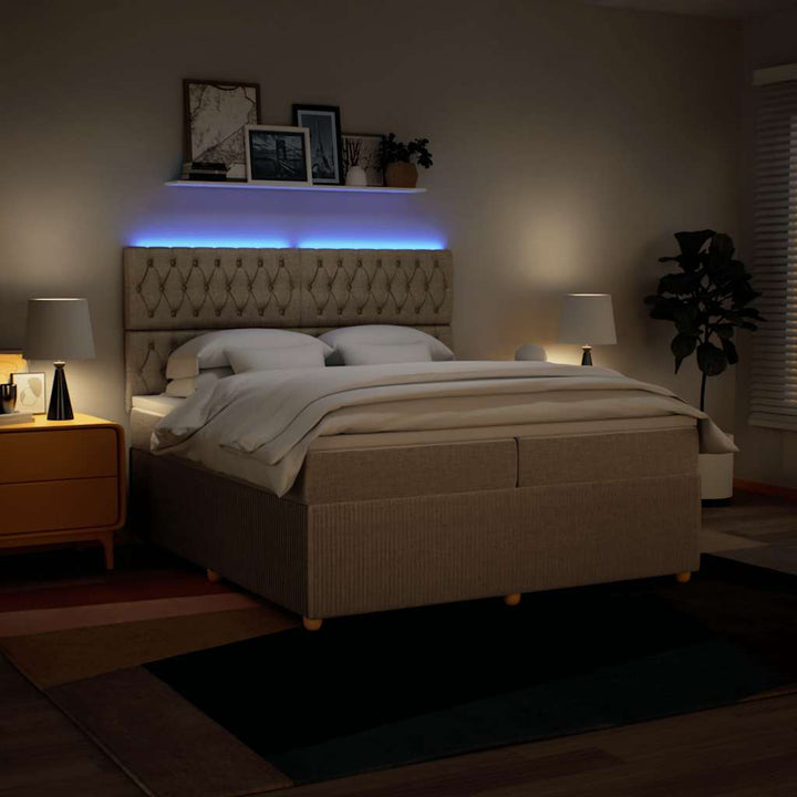 kontinentalseng med madras 200x200 cm stof cremefarvet