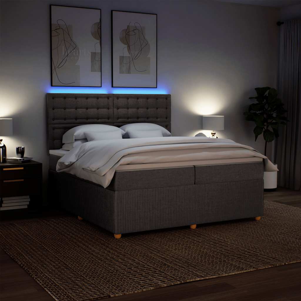 kontinentalseng med madras 200x200 cm stof gråbrun