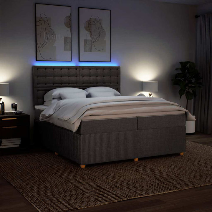 kontinentalseng med madras 200x200 cm stof gråbrun