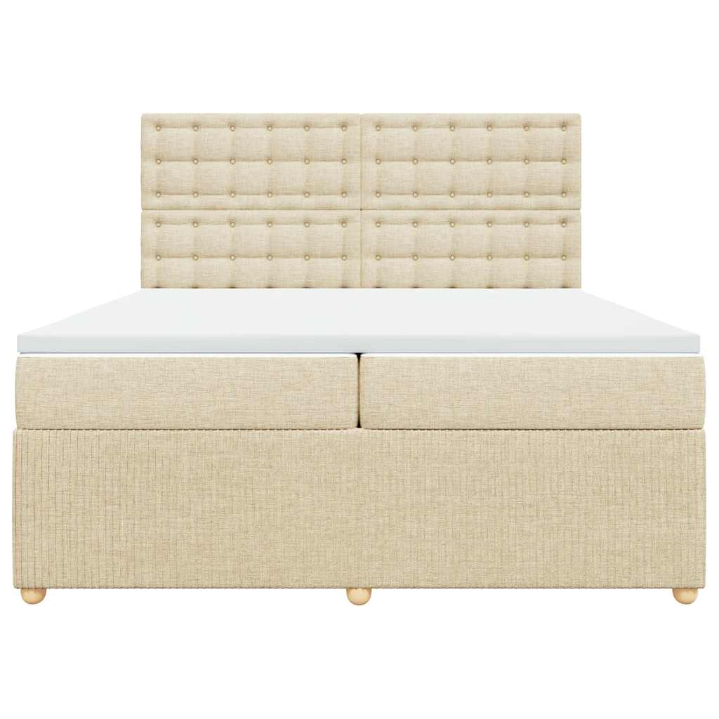 kontinentalseng med madras 200x200 cm stof cremefarvet