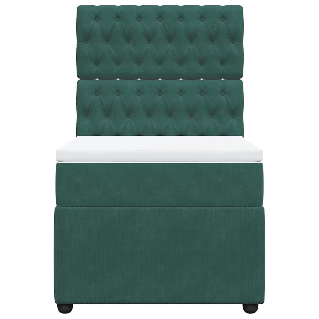 kontinentalseng med madras 80x200 cm fløjl mørkegrøn