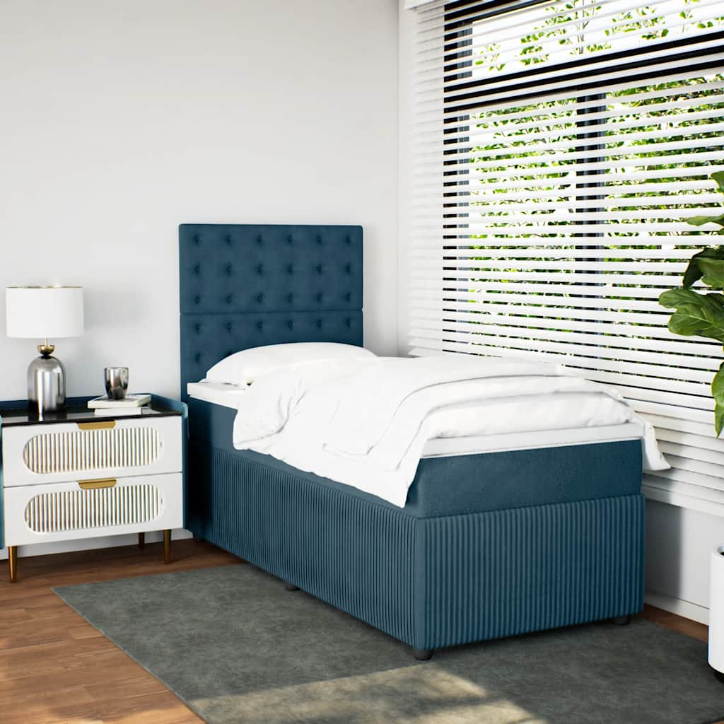 kontinentalseng med madras 80x200 cm fløjl blå