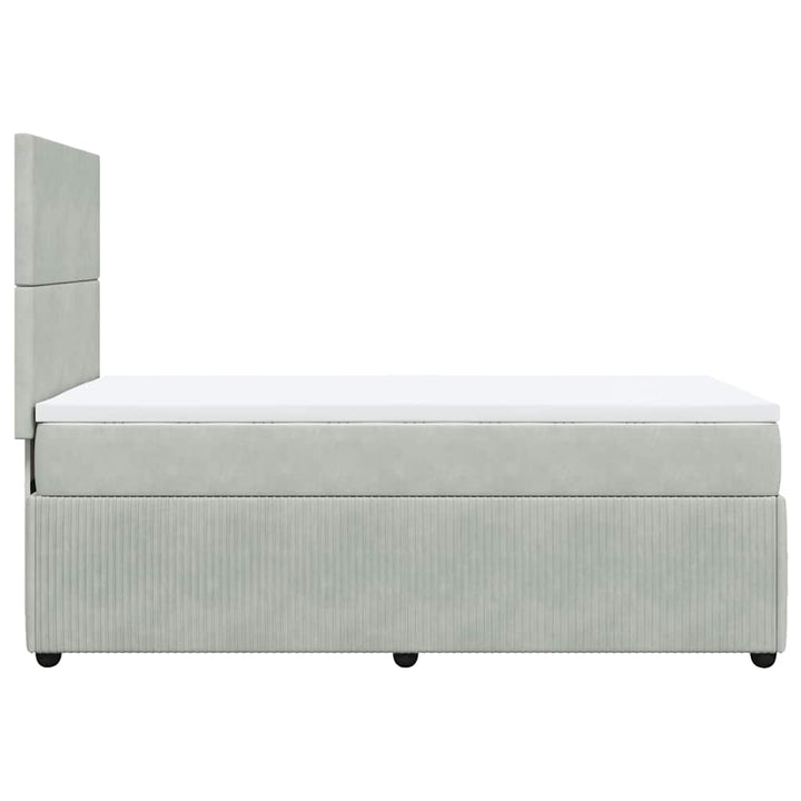 kontinentalseng med madras 90x190 cm fløjl lysegrå