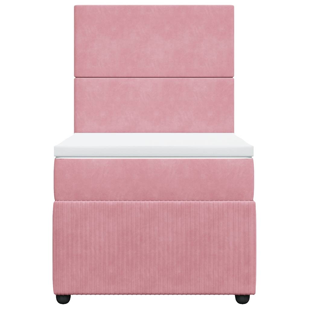 kontinentalseng med madras 90x190 cm fløjl pink