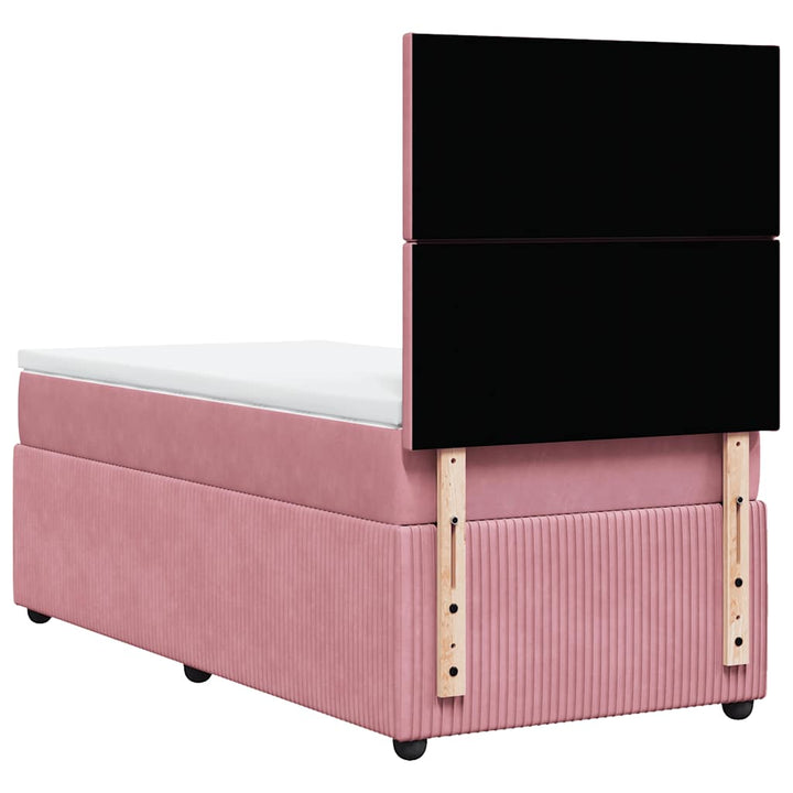 kontinentalseng med madras 90x190 cm fløjl pink