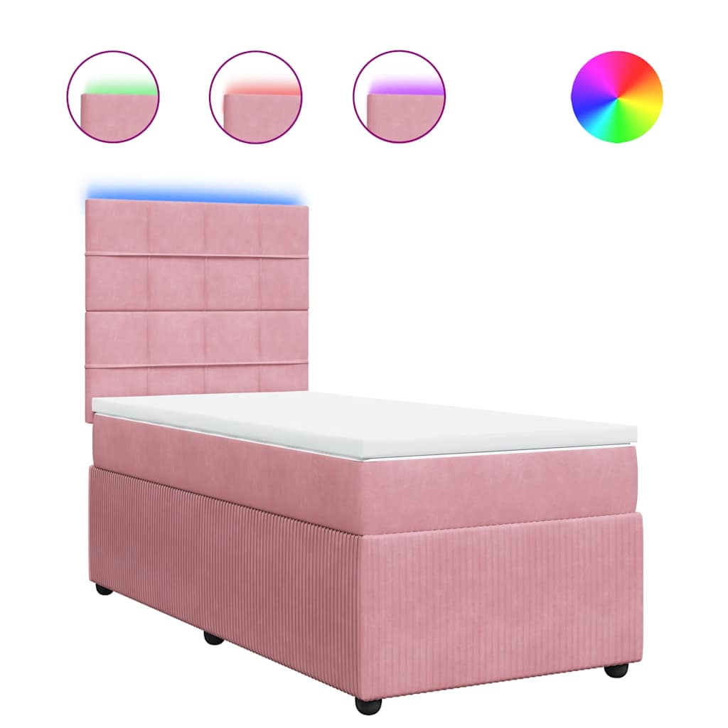 kontinentalseng med madras 90x190 cm fløjl pink