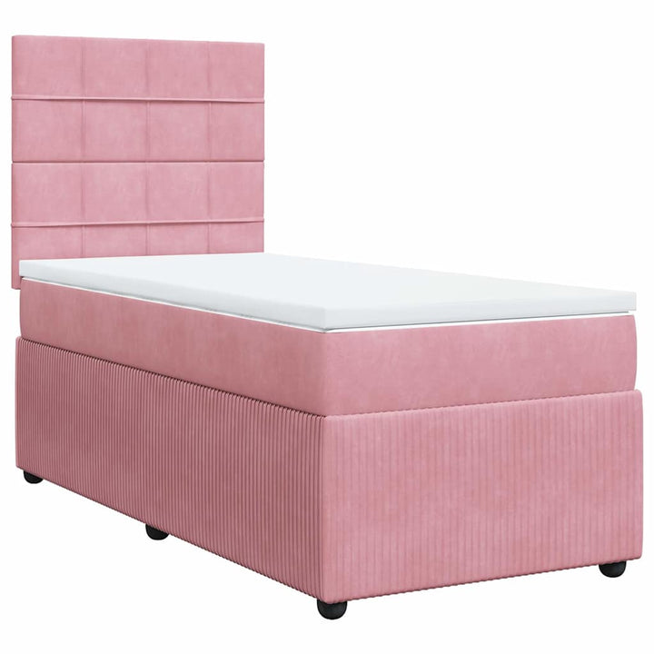 kontinentalseng med madras 90x190 cm fløjl pink