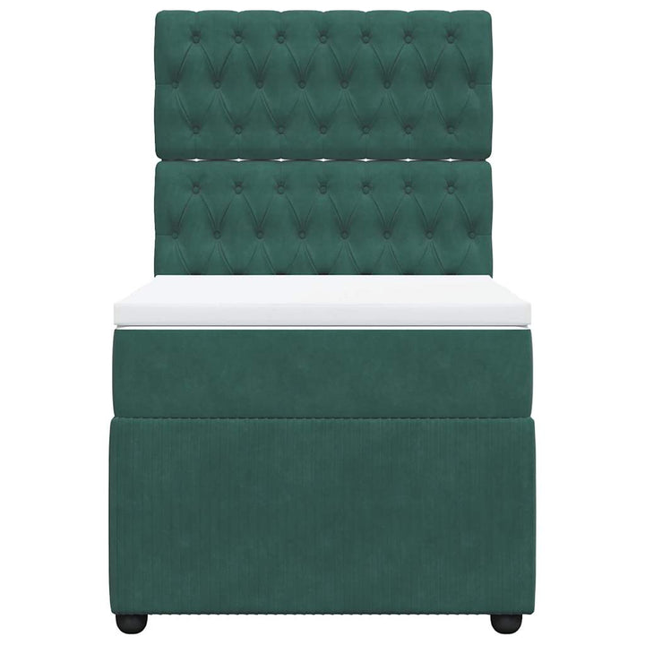 kontinentalseng med madras 90x190 cm fløjl mørkegrøn