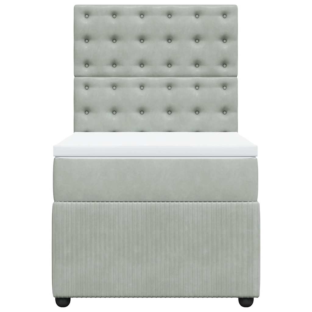 kontinentalseng med madras 90x190 cm fløjl lysegrå