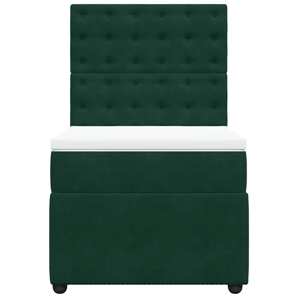 kontinentalseng med madras 90x190 cm fløjl mørkegrøn