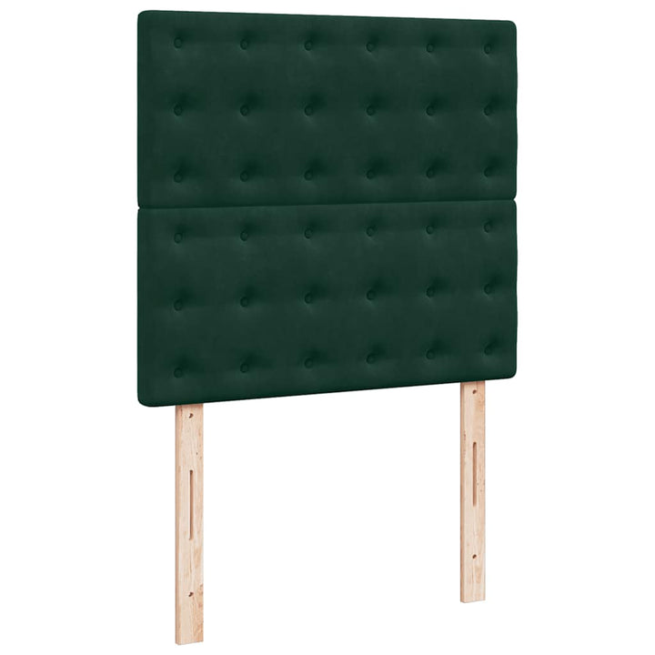 kontinentalseng med madras 90x190 cm fløjl mørkegrøn