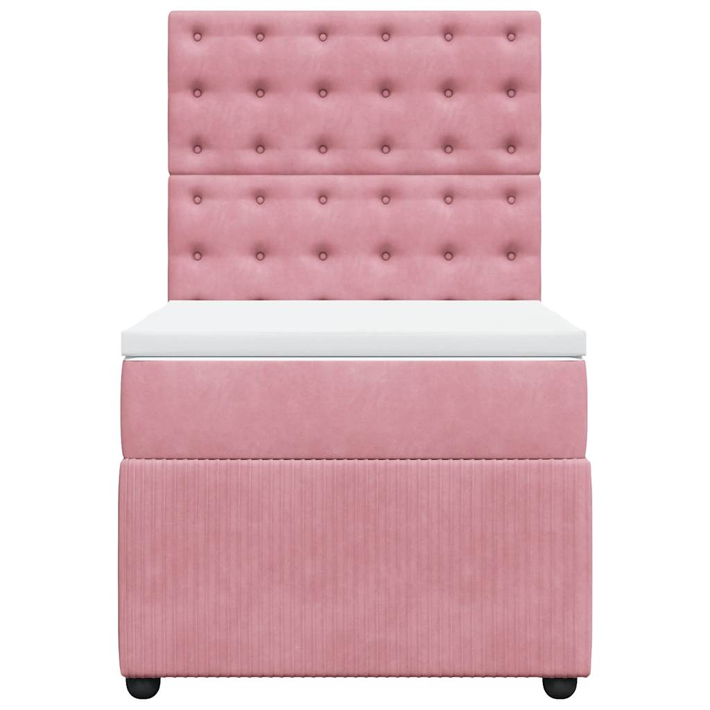 kontinentalseng med madras 90x190 cm fløjl pink