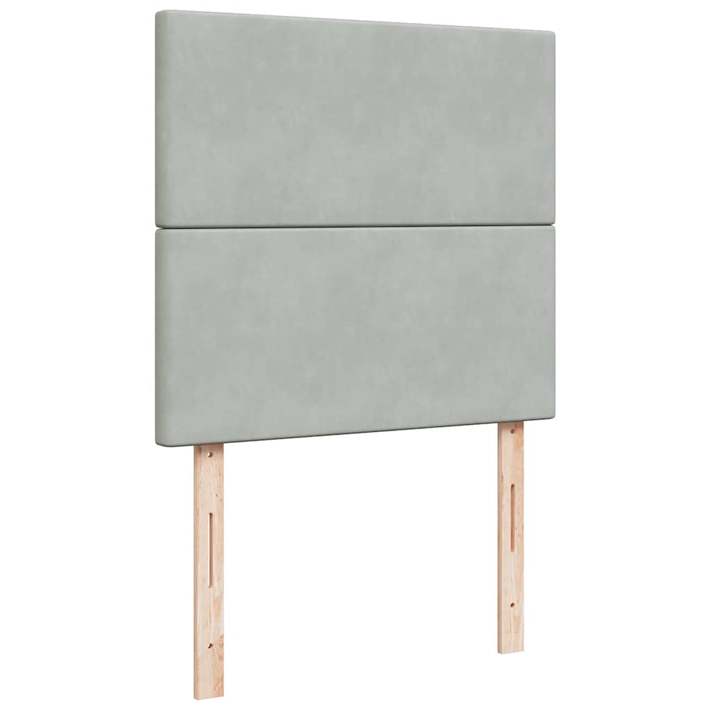 kontinentalseng med madras 90x200cm fløjl lysegrå