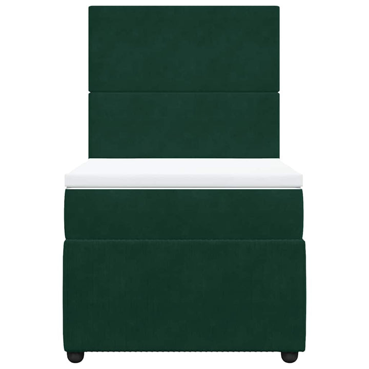 kontinentalseng med madras 90x200 cm fløjl mørkegrøn