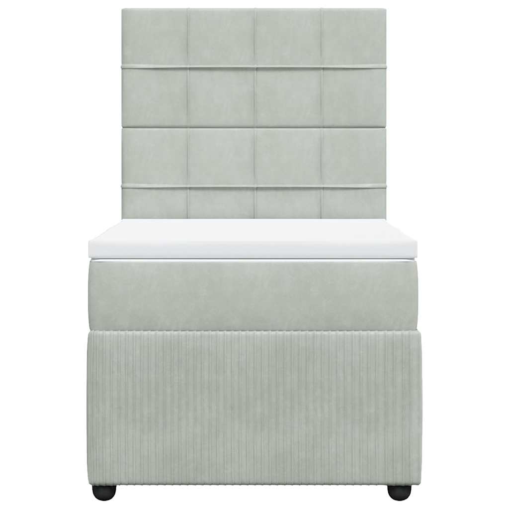 kontinentalseng med madras 90x200cm fløjl lysegrå