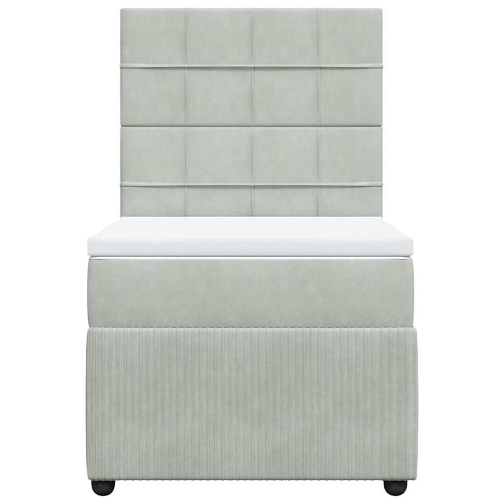 kontinentalseng med madras 90x200cm fløjl lysegrå