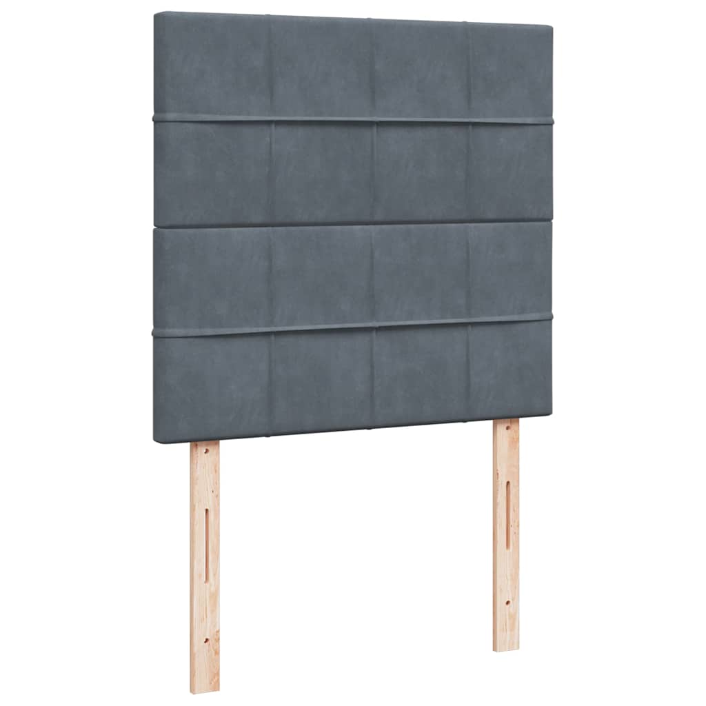 kontinentalseng med madras 90x200cm fløjl mørkegrå