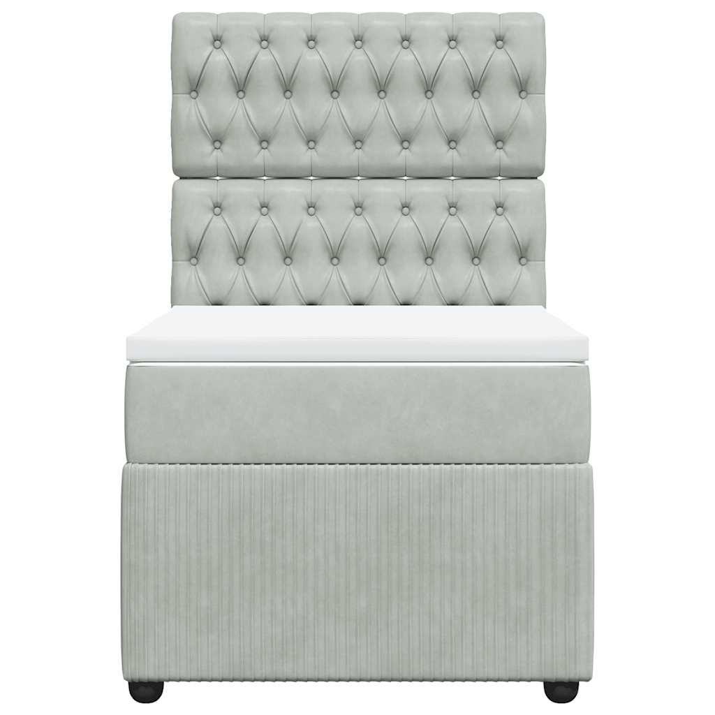 kontinentalseng med madras 90x200cm fløjl lysegrå