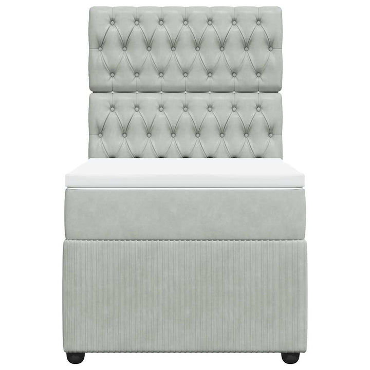 kontinentalseng med madras 90x200cm fløjl lysegrå