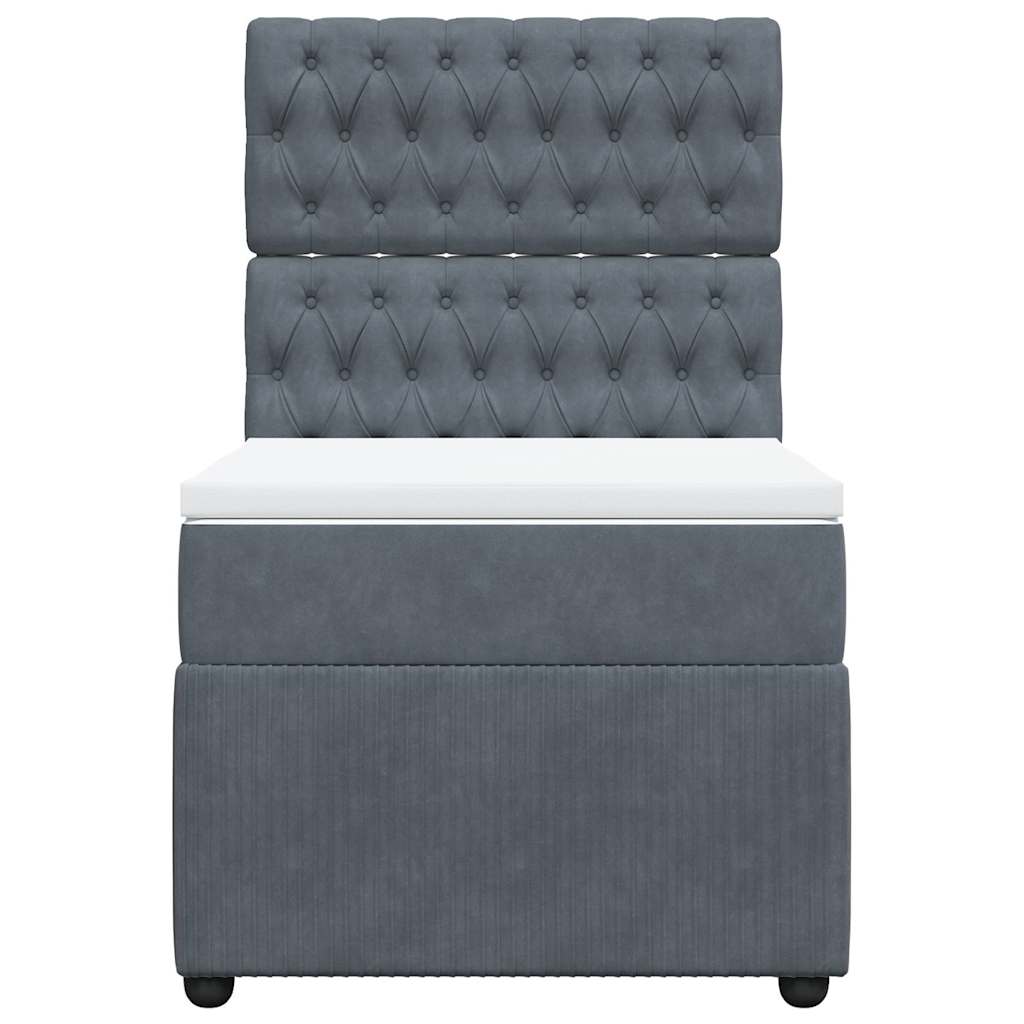 kontinentalseng med madras 90x200cm fløjl mørkegrå