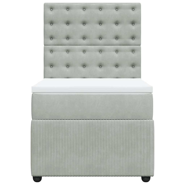 kontinentalseng med madras 90x200cm fløjl lysegrå