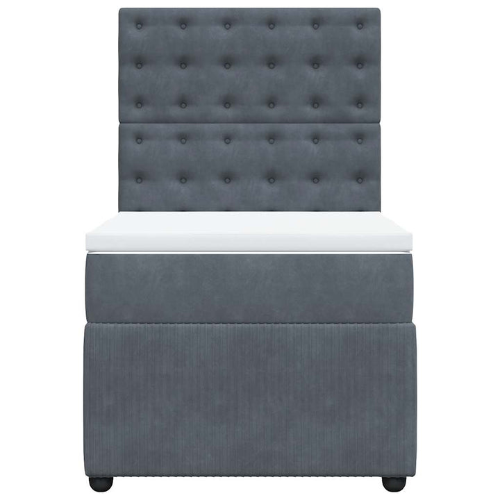 kontinentalseng med madras 90x200cm fløjl mørkegrå