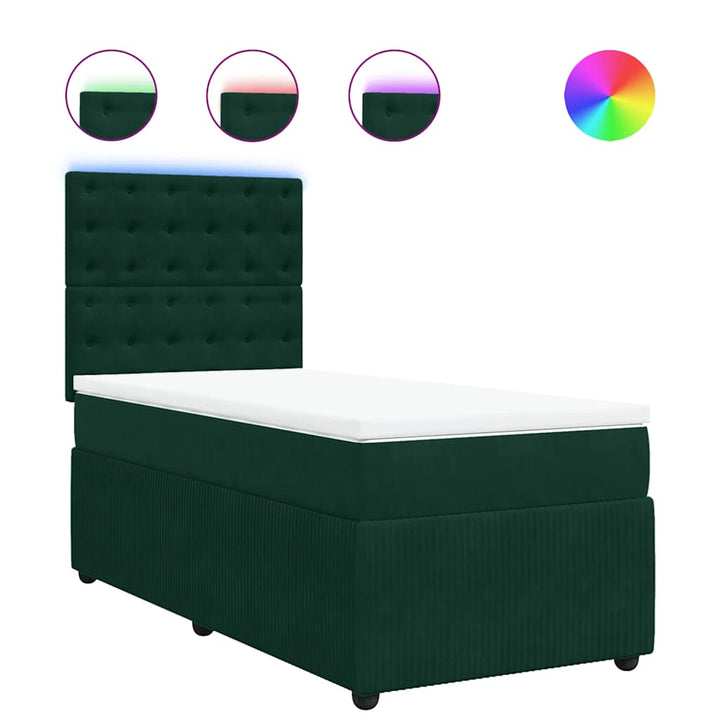 kontinentalseng med madras 90x200 cm fløjl mørkegrøn